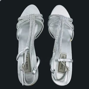 Touch Ups Jeweled Silver Heels Wedding Special Occasion Size 9M
